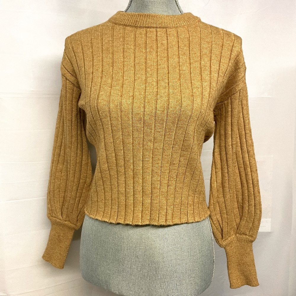Poof Apparel Knit Crewneck Cropped Sweater – Size Small